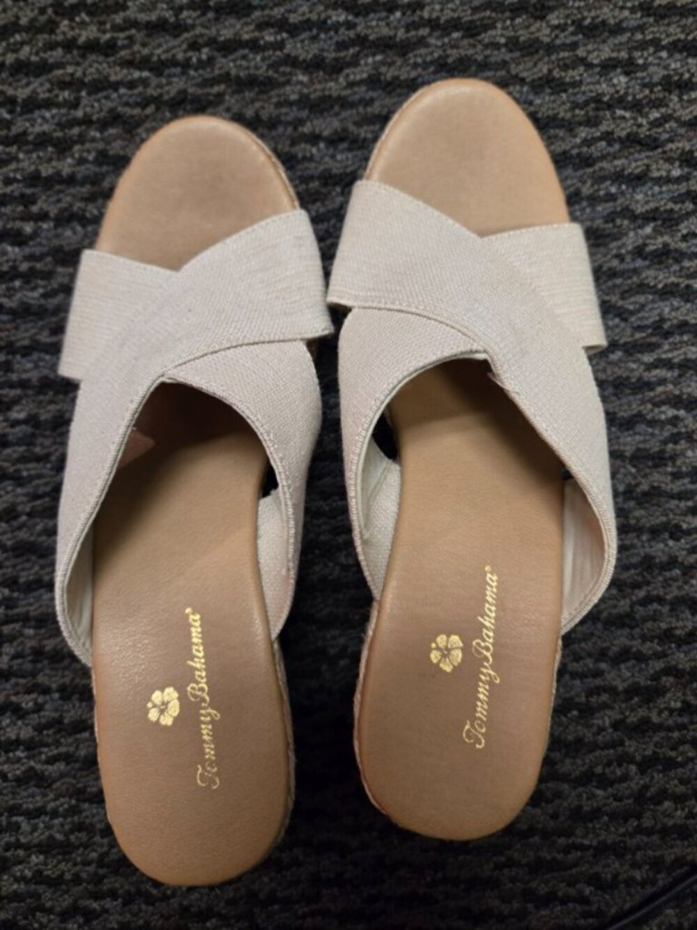 Tommy Bahama Suzette Tan Espadrille Wedge Sandals 7.5 Elastic Straps Beachy - Picture 8 of 8